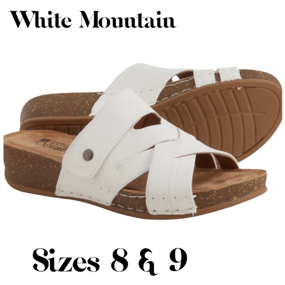 New Women’s white mountain slide on sandals size 8 & 9MSRP $68